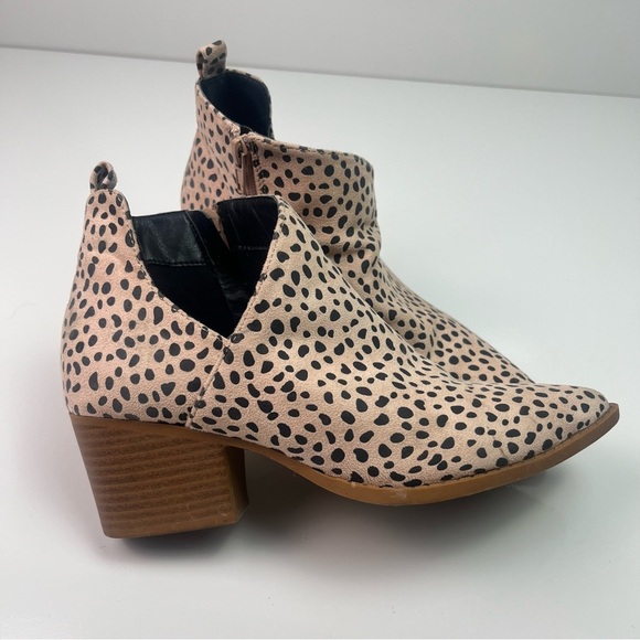 Jolimall Tan Black Dots Ankle Boots Pointed Toe Sz 7 - Picture 2 of 8